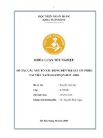 Khóa luận tốt nghiệp Ngân hàng: Các yếu tố tác động đến thị giá cổ phiếu tại Việt Nam giai đoạn 2013 – 2024