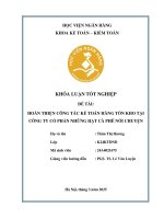 Khóa luận tốt nghiệp Kế toán kiểm toán: Hoàn thiện công tác kế toán hàng tồn kho tại Công ty Cổ phần Những hạt cà phê nói chuyện