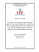 Các nhân tố Ảnh hưởng Đến tính hữu hiệu của hệ thống kiểm soát nội bộ tại các trường Đại học ngoài công lập trên Địa bàn thành phố hồ chí minh