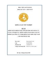 Khóa luận tốt nghiệp Kế toán kiểm toán: Kiểm toán khoản mục doanh thu bán hàng và cung cấp dịch vụ trong kiểm toán báo cáo tài chính tại Công ty TNHH Kiểm toán DFK Việt Nam – chi nhánh Hà Nội