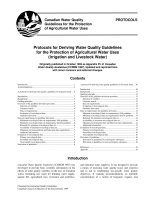 Ccme protocols for deriving water quality guidelines for the protection of agricultural water