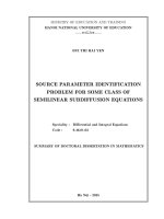 SOURCE PARAMETER IDENTIFICATION PROBLEM FOR SOME CLASS OF SEMILINEAR SUBDIFFUSION EQUATIONS