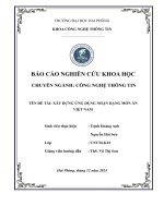 Đề tài nghiên cứu khoa học: Xây dựng ứng dụng nhận dạng món ăn Việt Nam
