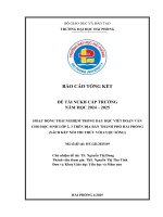 Đề tài nghiên cứu khoa học: Hoạt động trải nghiệm trong dạy học viết đoạn văn cho học sinh lớp 2, 3 trên địa bàn thành phố Hải Phòng (Sách kết nối tri thức với cuộc sống)