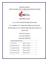 Tiểu luận môn Quản trị thương hiệu trang phục | NGHIÊN CỨU VÀ PHÂN TÍCH CHIẾN LƯỢC QUẢN TRỊ THƯƠNG HIỆU CỦA CÁC THƯƠNG HIỆU THỜI TRANG TRONG VÀ NGOÀI NƯỚC