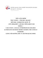 IUH | Tiểu luận nhóm | MARKETING QUỐC TẾ | A SOCIAL ENTREPRENEUR EXPLORES ALTERNATIVE BUSINESS MODELS DURING THE COVID-19 PANDEMIC
