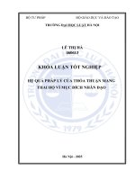 Khóa luận tốt nghiệp Luật học: Hệ quả pháp lý của thoả thuận mang thai hộ vì mục đích nhân đạo