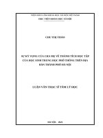 Sự kỳ vọng của cha mẹ về thành tích học tập của học sinh trung học phổ thông trên địa bàn Thành phố Hà Nội