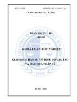 Khóa luận tốt nghiệp Luật học: Giao dịch dân sự vô hiệu do giả tạo và hậu quả pháp lý