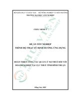 Hoàn thiện công tác quản lý nợ thuế Đối với doanh nghiệp tại cục thuế tỉnh bình thuận