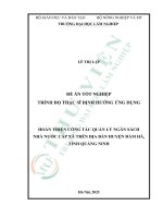 Hoàn thiện công tác quản lý ngân sách nhà nước cấp xã trên Địa bàn huyện Đầm hà  tỉnh quảng ninh