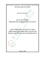 Hoàn thiện công tác quản lý thuế trong hoạt Động khai thác tài nguyên khoáng sản trên Địa bàn tỉnh bình thuận