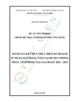 Đánh giá kết quả thực hiện kế hoạch sử dụng Đất hằng năm tại huyện thống nhất, tỉnh Đồng nai giai Đoạn 2021 2023