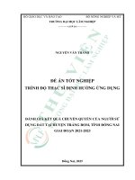 Đánh giá kết quả chuyển quyền của người sử dụng Đất tại huyện trảng bom, tỉnh Đồng nai giai Đoạn 2021 2023