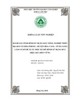 Đánh giá tình hình sử dụng Đất nông nghiệp trên Địa bàn huyện hòa vang, tp Đà nẵng làm cơ sở Đề xuất một số mô hình sử dụng Đất hiệu quả, bền vững
