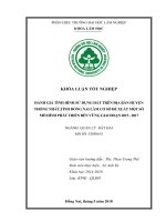 Đánh giá tình hình sử dụng Đất trên Địa bàn huyện thống nhất làm cơ sở Đề xuất một số mô hình sử Đụng Đất hiệu quả, bền vững