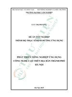 Phát triển nông nghiệp Ứng dụng công nghệ cao trên Địa bàn thành phố hà nội