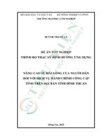 Nâng cao sự hài lòng của người dân Đối với dịch vụ hành chính công cấp tỉnh trên Địa bàn tỉnh bình thuận