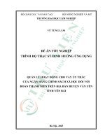 Quản lý hoạt Động cho vay Ủy thác của ngân hàng chính sách xã hội Đối với Đoàn thanh niên trên Địa bàn huyện văn yên tỉnh yên bái