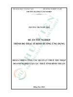Hoàn thiện công tác quản lý thuế thu nhập doanh nghiệp tại cục thuế tỉnh bình thuận