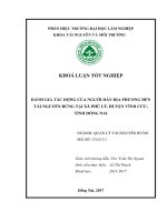 Đánh giá tác Động của người dân Đến tài nguyên rừng tại xã phú lý, huyện vĩnh cửu, tỉnh Đồng nai