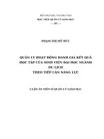Quản lý hoạt Động Đánh giá kết quả học tập của sinh viên Đại học ngành du lịch theo tiếp cận năng lực