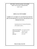 Nghiên cứu tác Động của người dân Địa phương Đến tài nguyên rừng tại ba vinh, huyện ba tơ, tỉnh quảng ngãi
