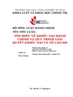 IUH | Tiểu luận Luật hành chính | TÌM HIÊU VỀ KHIẾU NẠI HÀNH CHÍNH VÀ QUY TRÌNH GIẢI QUYẾT KHIẾU NẠI VÀ TỐ CÁO ĐÓ