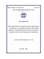 Thực trạng quản lý phản Ứng sau tiêm chủng và hiệu quả can thiệp Ứng dụng công nghệ thông tin tại một số trung tâm của công ty cổ phần vắc xin việt nam khu vực miền bắc