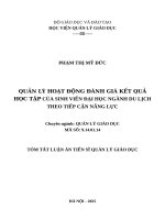 Tóm tắt quản lý hoạt Động Đánh giá kết quả học tập của sinh viên Đại học ngành du lịch theo tiếp cận năng lực