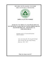 Đánh giá tác Động của người dân Đến tài nguyên rừng tại bql rph Đn sông sắt, bác Ái, ninh thuận