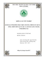 Đánh giá tình hình thực hiện chương trình nông thôn mới tại xã lộc an huyện long thành tỉnh Đồng nai