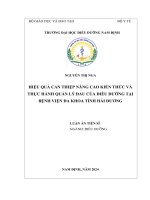 Hiệu quả can thiệp nâng cao kiến thức và thực hành quản lý Đau của Điều dưỡng tại bệnh viện Đa khoa tỉnh hải dương