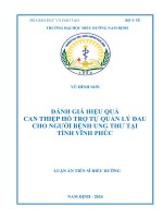 Đánh giá hiệu quả can thiệp hỗ trợ tự quản lý Đau cho người bệnh ung thư tại tỉnh vĩnh phúc