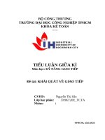 IUH | Tiểu luận giữa kỳ Kỹ năng giao tiếp | KHÁI QUÁT VỀ GIAO TIẾP