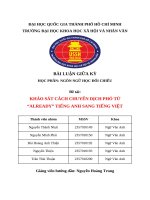 Đề tài khảo sát cách chuyển dịch phó từ already tiếng anh sang tiếng việt
