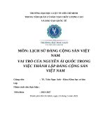 Môn lịch sử Đảng cộng sản việt nam vai trò của nguyễn Ái quốc trong việc thành lập Đảng cộng sản việt nam