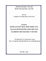 ĐÁNH GIÁ KẾT QUẢ SINH THIẾT TUỴ QUA DA DƯỚI HƯỚNG DẪN SIÊU ÂM TẠI BỆNH VIỆN ĐẠI HỌC Y HÀ NỘI