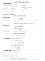 CÔNG THỨC LƯỢNG GIÁC