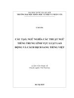 Cấu tạo, ngữ nghĩa các thuật ngữ tiếng trung lĩnh vực luật lao Động và cách dịch sang tiếng việt