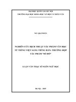 Nghiên cứu dịch thuật tác phẩm văn học từ tiếng việt sang tiếng hán trường hợp tác phẩm số Đỏ