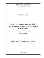 00050014158 tóm tắt giám sát của hội Đồng nhân dân Đối với phát triển kinh tế nông thôn trường hợp tỉnh ninh bình