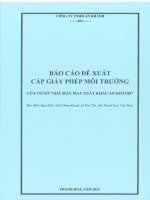 Báo cáo Đề xuất cấp giấy phép môi trường cho dự Án nhà máy may xuất khẩu an khánh của công ty tnhh an khánh