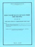 Báo cáo Đề xuất cấp giấy phép môi trường của dự Án “nhà máy công ty tnhh jingpin việt nam”
