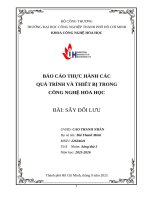 IUH | BÁO CÁO THỰC HÀNH CÁC QUÁ TRÌNH VÀ THIẾT BỊ TRONG CÔNG NGHỆ HÓA HỌC | SẤY ĐỐI LƯU