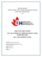 IUH | BÁO CÁO THỰC HÀNH CÁC QUÁ TRÌNH VÀ THIẾT BỊ TRONG CÔNG NGHỆ HÓA HỌC | Bài 7: QUÁ TRÌNH CÔ ĐẶC