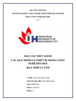 IUH | BÁO CÁO THỰC HÀNH CÁC QUÁ TRÌNH VÀ THIẾT BỊ TRONG CÔNG NGHỆ HÓA HỌC | Bài 4: BƠM LY TÂM
