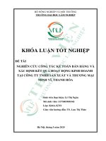 Nghiên cứu công tác kế toán bán hàng và xác Định kết quả hoạt Động kinh doanh tại công ty tnhh sản xuất và thương mại minh vĩ, thanh hóa