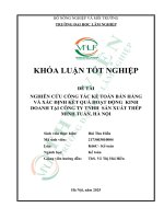 Nghiên cứu công tác kế toán bán hàng và xác Định kết quả hoạt Động kinh doanh tại công ty tnhh sản xuất thép minh tuấn, hà nội