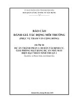 Báo cáo Đánh giá tác Động môi trường dự Án thành phần 1 di dân tái Định cư giải phóng mặt bằng dự Án nhà máy Điện hạt nhận ninh thuận 1